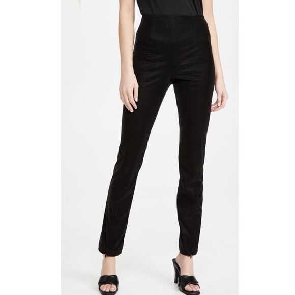 Good American High Waist Vegan Leather Black Croc Exec Pants Size Small 1 NWT - Picture 4 of 13